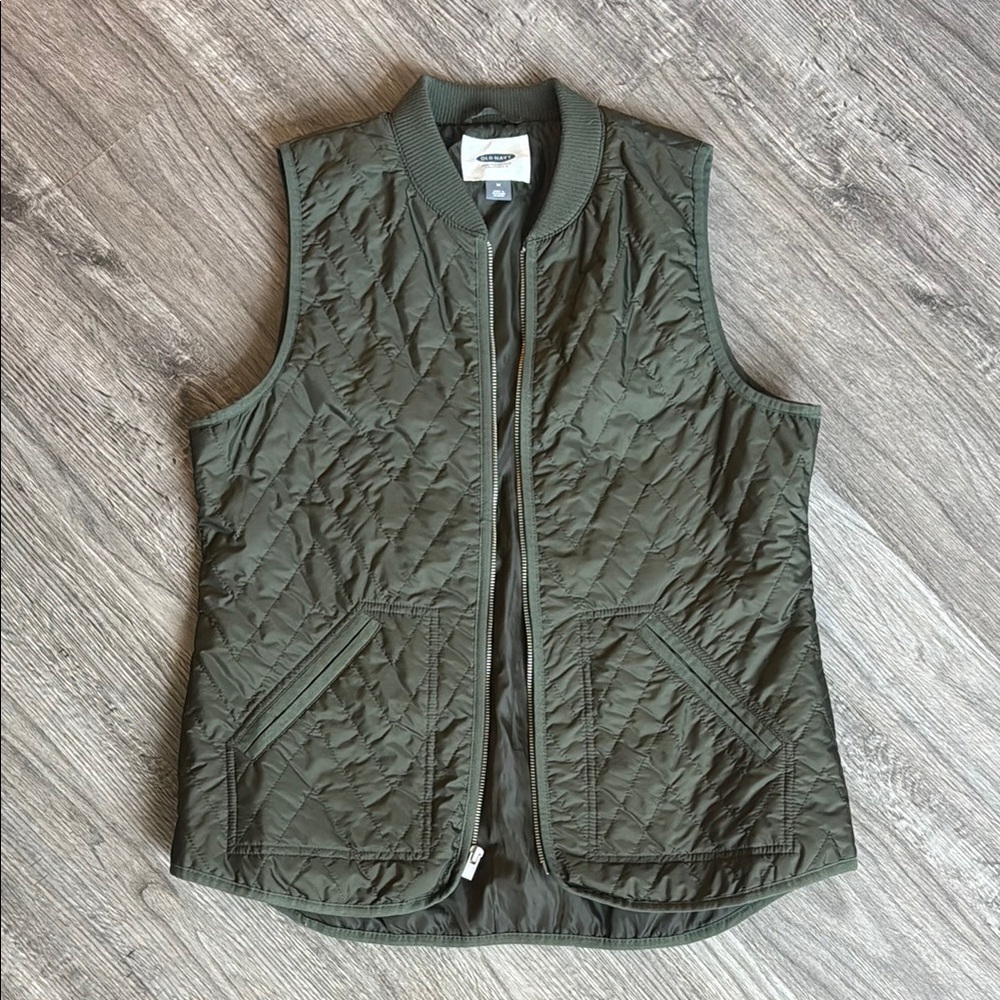 Olive Green Quilted Vest